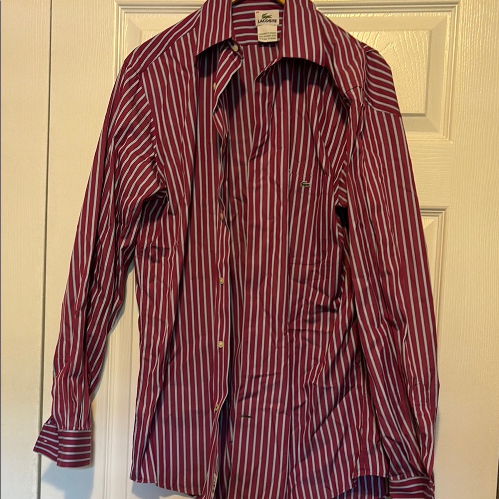 Lacoste Red and Grey Casual Button Down Shirt
